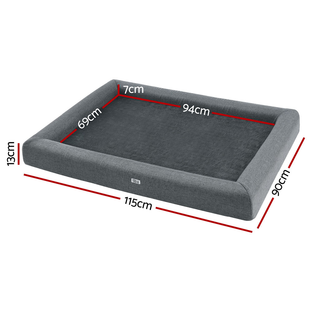 i.Pet XL Calming Pet Bed – Soft Washable Cushion for Dogs & Cats, Grey