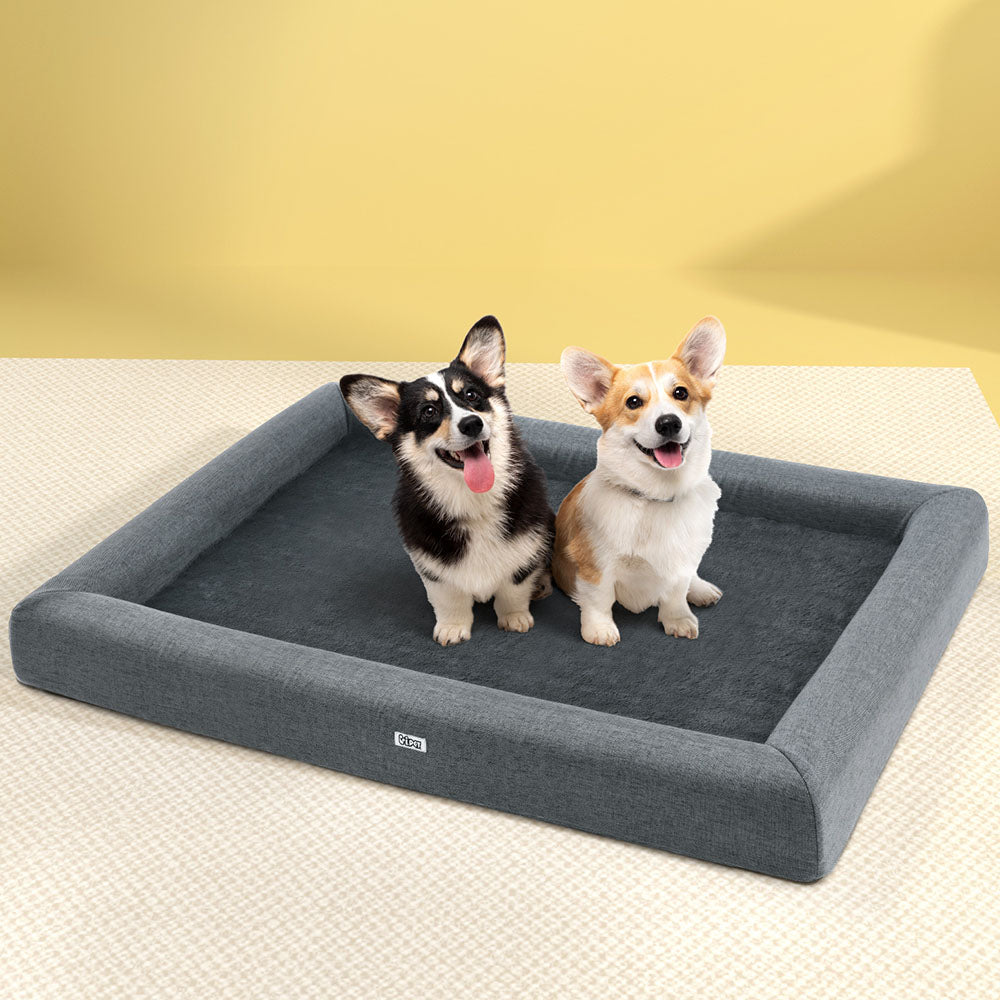 i.Pet XL Calming Pet Bed – Soft Washable Cushion for Dogs & Cats, Grey