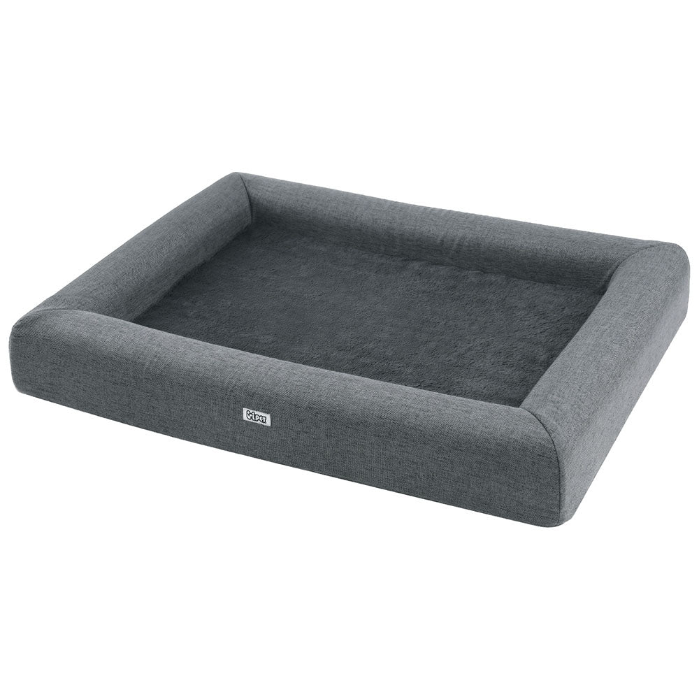 Grey Calming Pet Sofa Bed – Large, Washable, Egg Crate Cushion