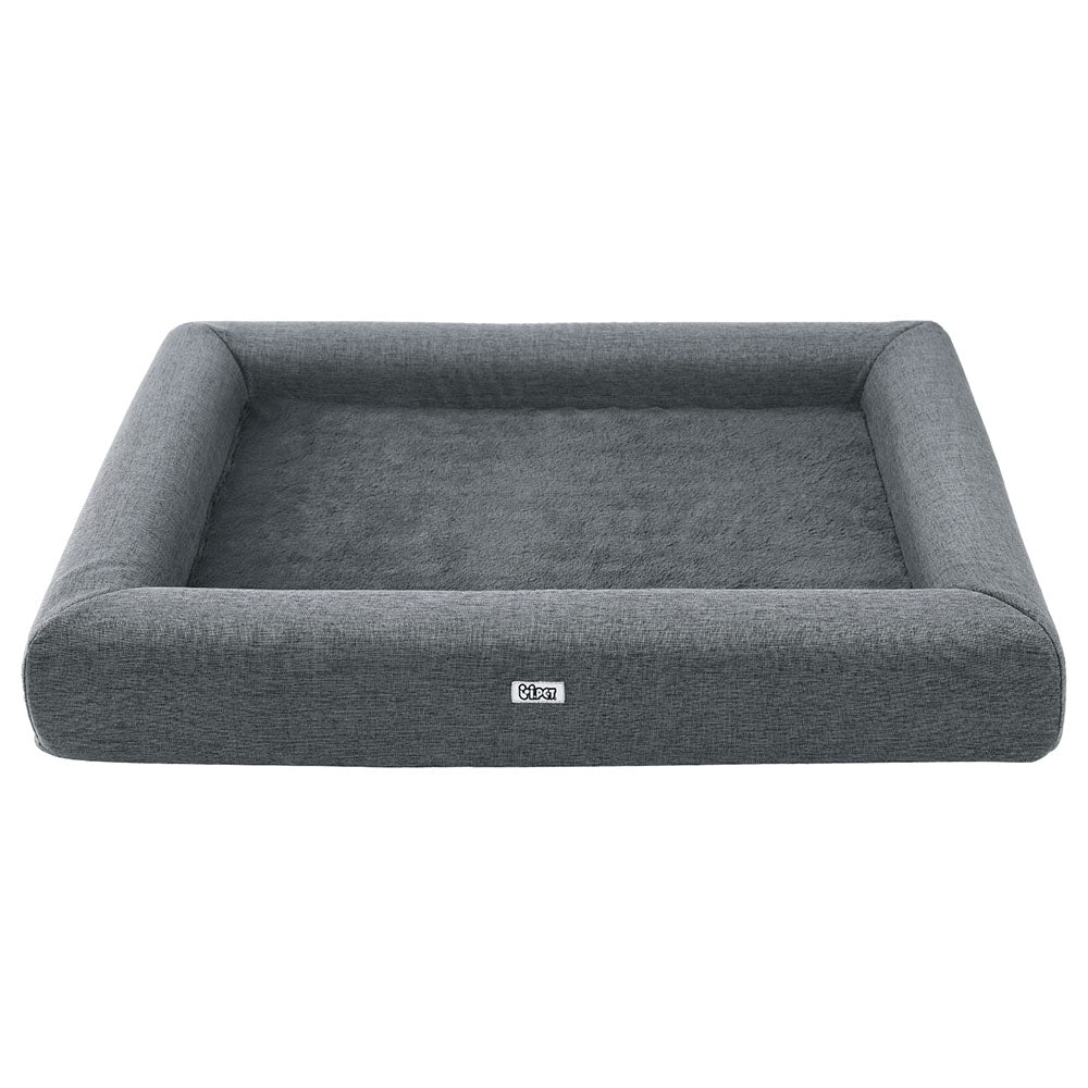 Grey Calming Pet Sofa Bed – Large, Washable, Egg Crate Cushion