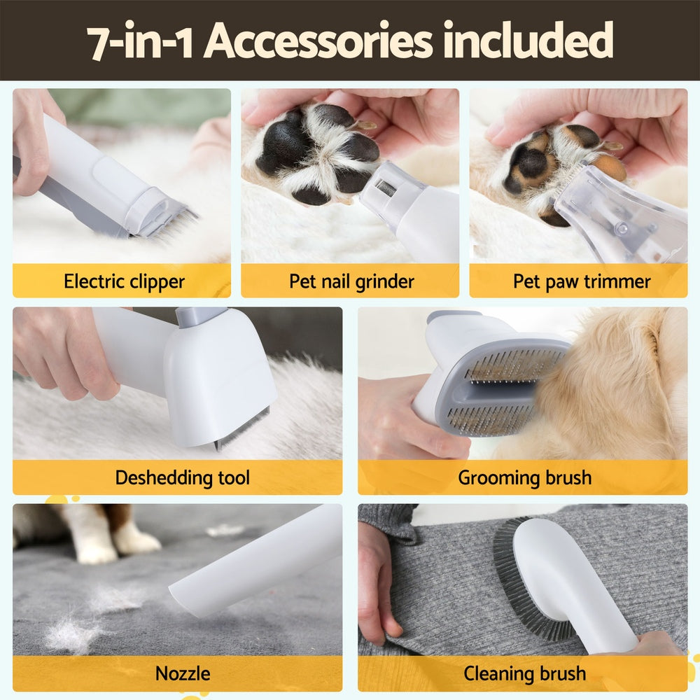 i.Pet Pet Grooming Vacuum Kit with Clipper & Brushes