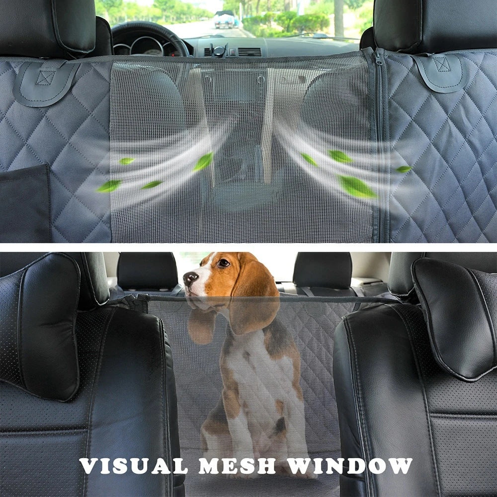 Waterproof Dog Car Seat Hammock with Mesh Window – Non-Slip Back Seat Cover