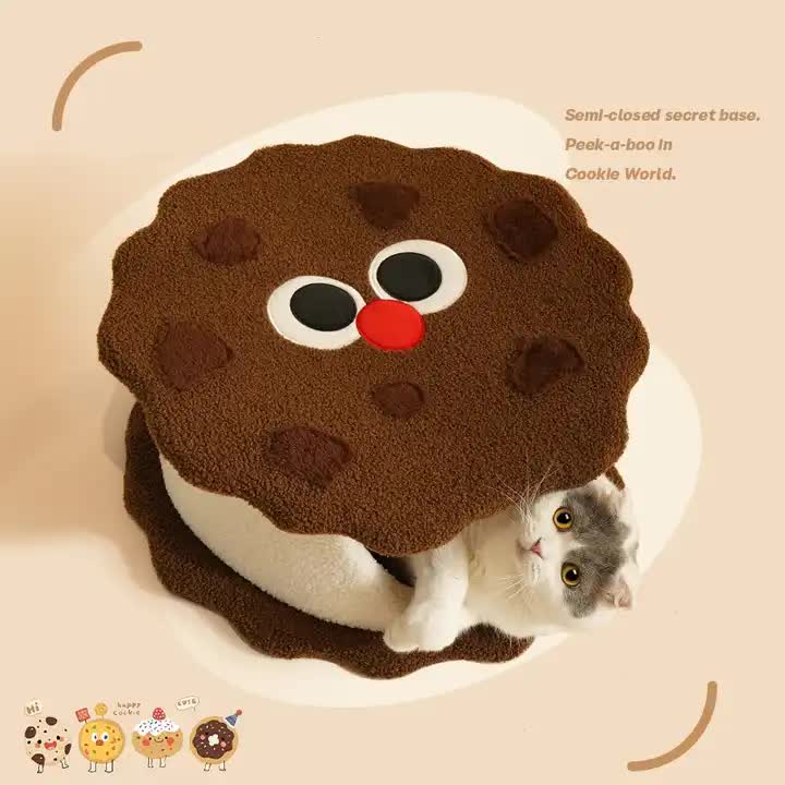 Cookie Cat Bed – Cozy & Playful Hideout (50×20 cm)