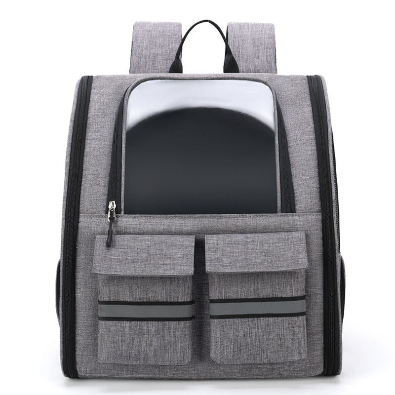 Grey Collapsible Pet Backpack with Trolley Sleeve