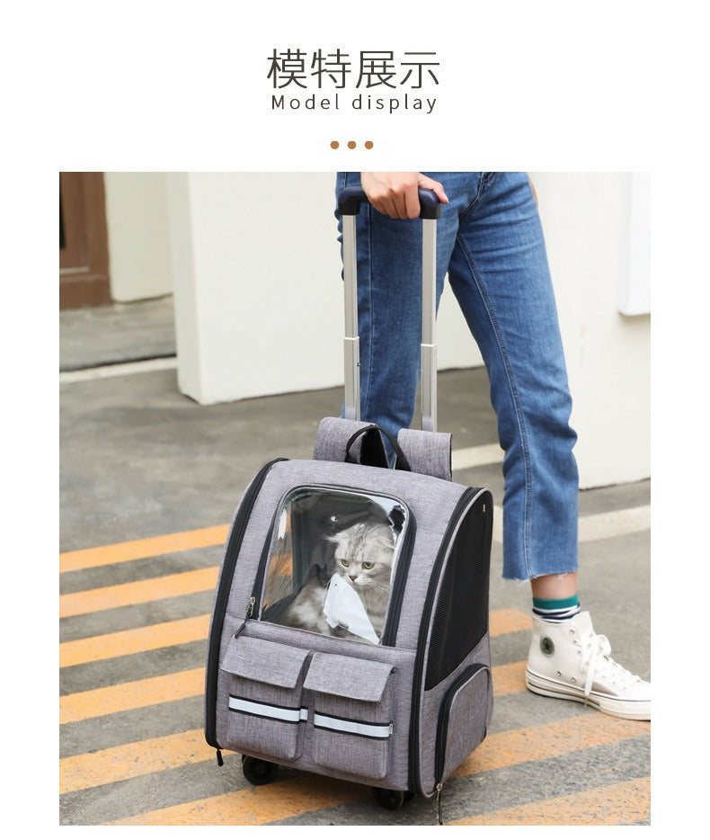 3-in-1 Collapsible Rolling Pet Backpack
