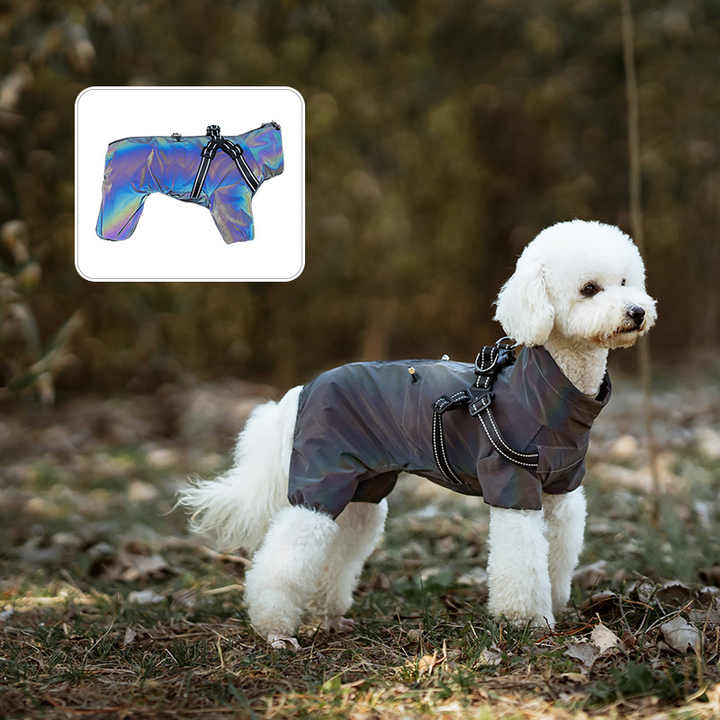 Reflective Waterproof Dog Raincoat – Harness Compatible (S-3XL)