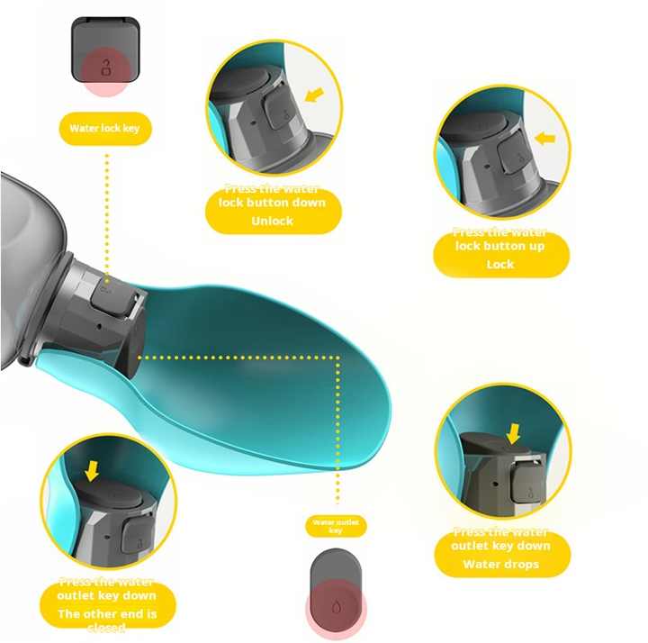 Green & Grey Foldable Pet Water Bottle – 800ml Leakproof Travel Dispenser
