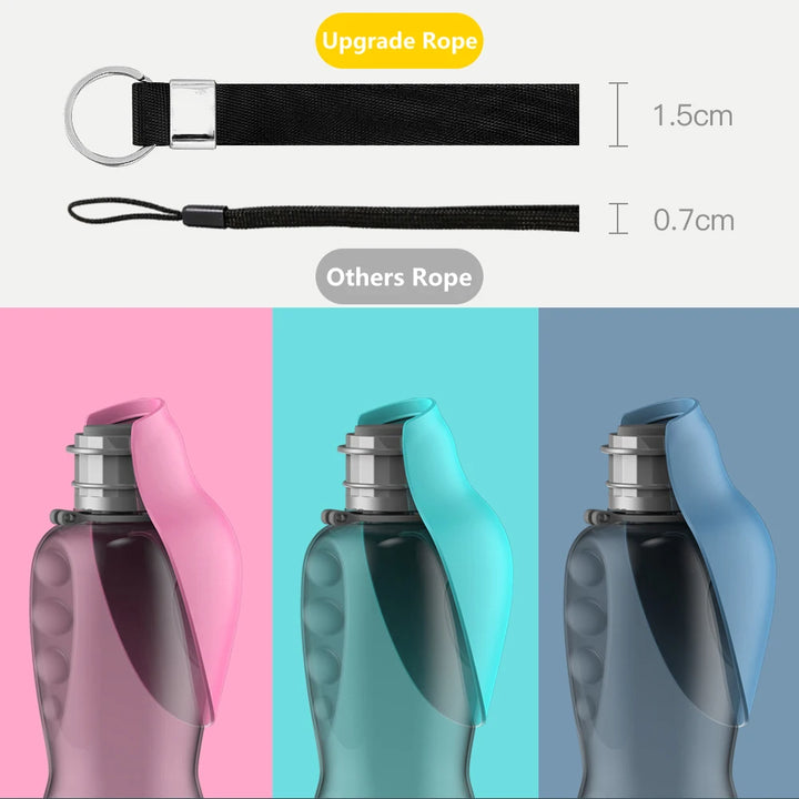 Pink & Grey Foldable Pet Water Bottle – 800ml Leakproof Travel Dispenser