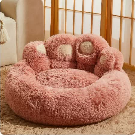 Plush Dog Bed – Paw Print, Ultra Soft and Comfortable