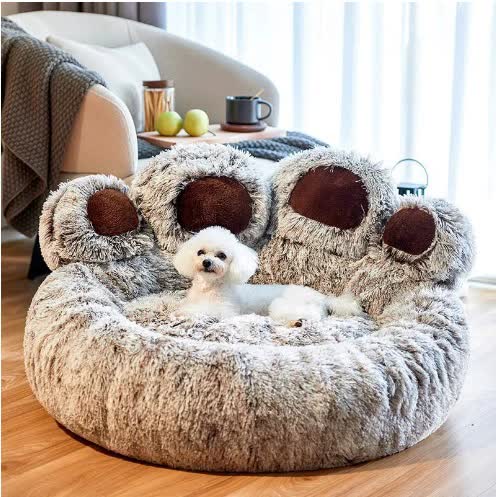 Plush Dog Bed – Paw Print, Ultra Soft and Comfortable