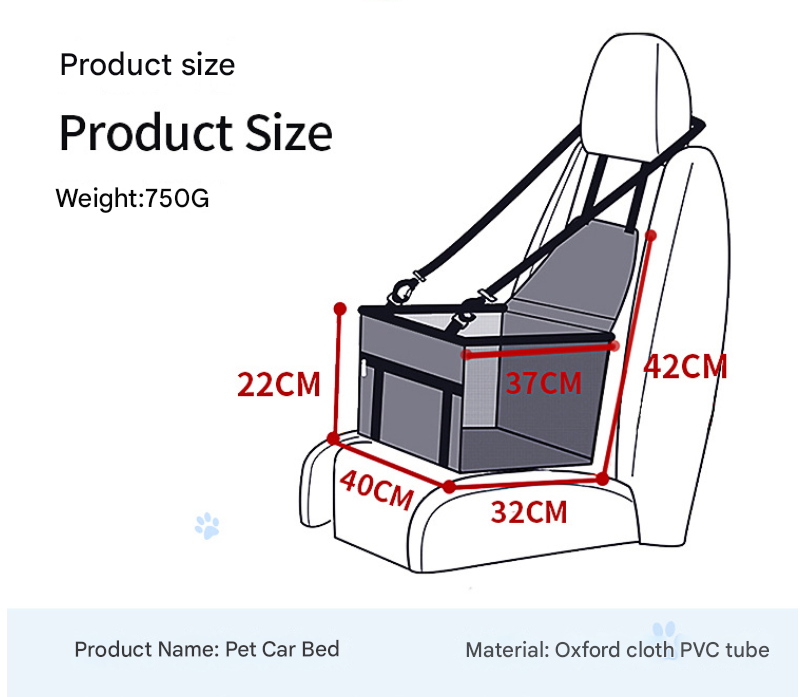 Portable Pet Car Seat with Safety Belt