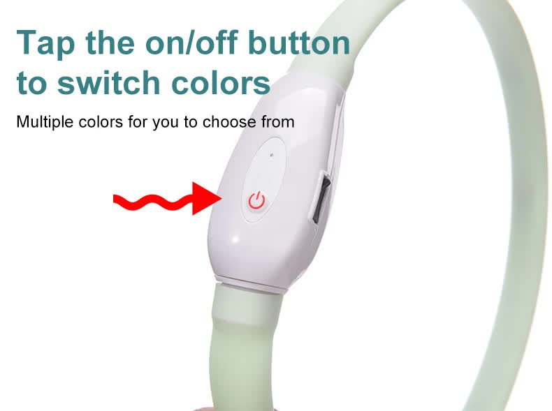 Colorful LED Rechargeable Pet Collar – Adjustable & Glow-in-Dark