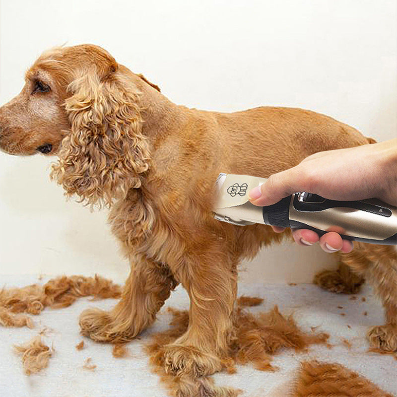 Gold Rechargeable Pet Hair Clipper Kit – Low Noise, Ceramic Blades, 5-Speed