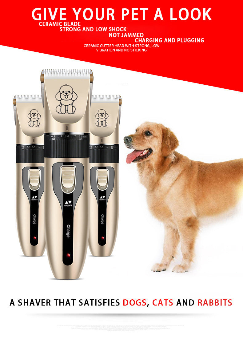 Gold Rechargeable Pet Hair Clipper Kit – Low Noise, Ceramic Blades, 5-Speed