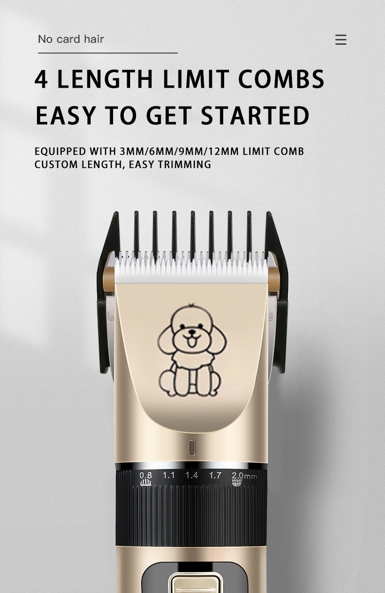 Gold Rechargeable Pet Hair Clipper Kit – Low Noise, Ceramic Blades, 5-Speed