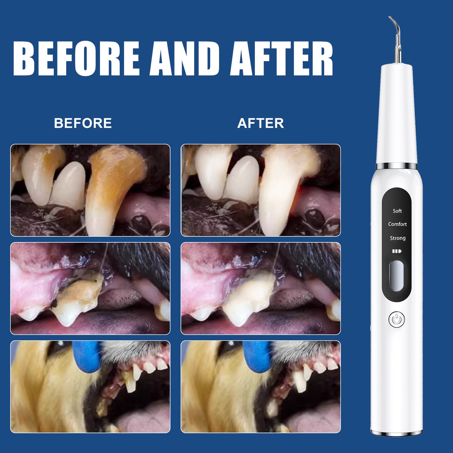 White Pet Dental Cleaning Kit – Ultrasonic Scaler with 3 Modes