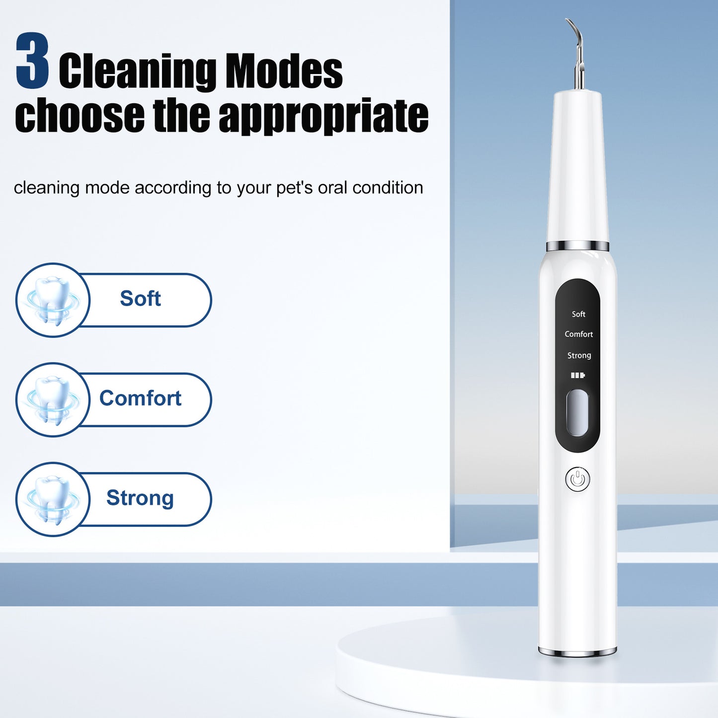 White Pet Dental Cleaning Kit – Ultrasonic Scaler with 3 Modes