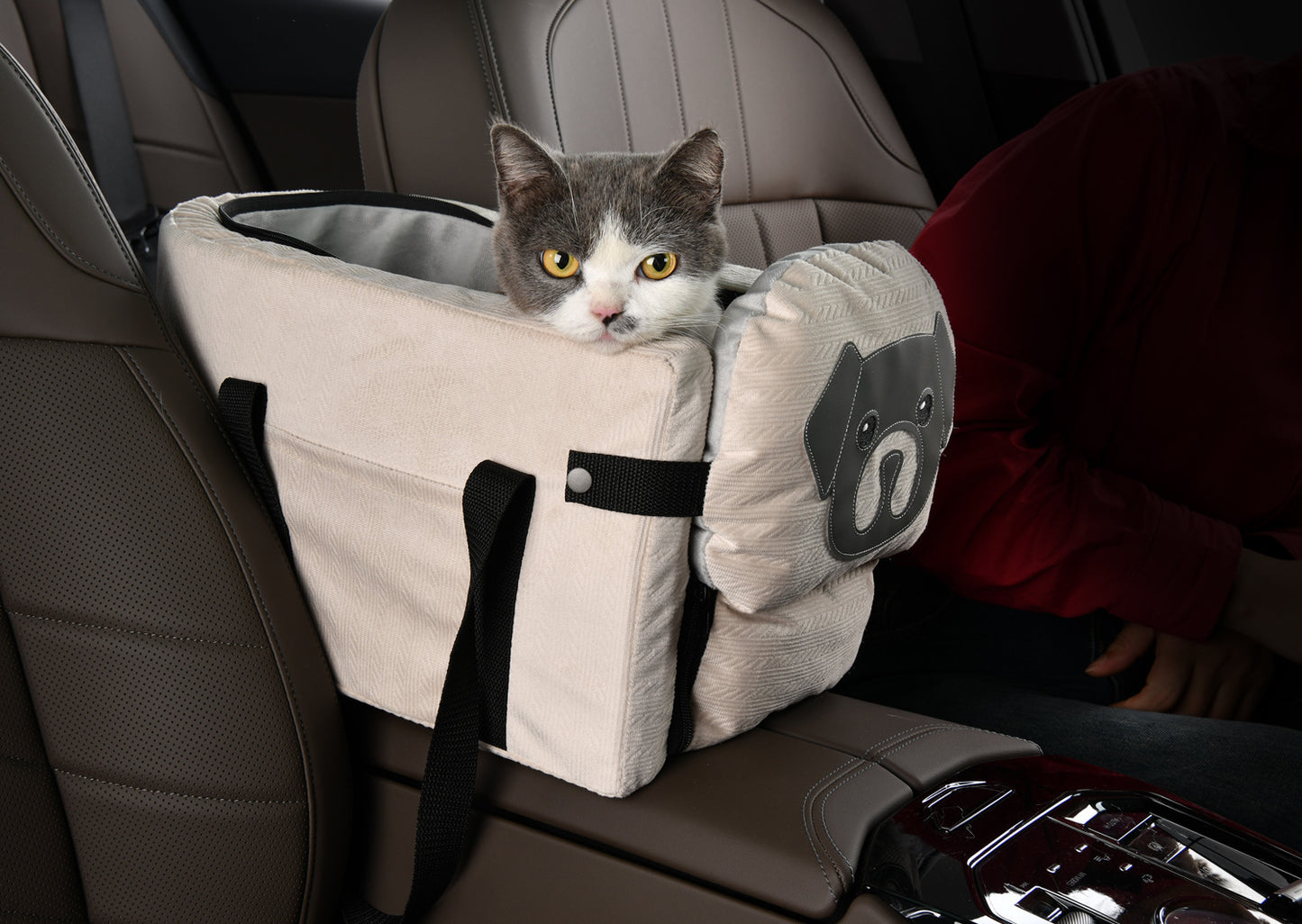 Beige Pet Car Booster – Small Dog & Cat Seat