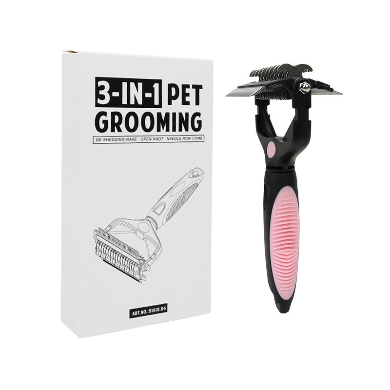 3-in-1 Pet Grooming Tool – Dematting, Deshedding & Finishing Brush