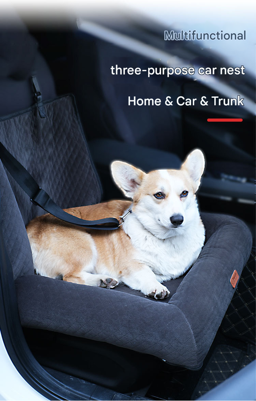 Plush Dog Car Seat & Travel Bed for safer travel