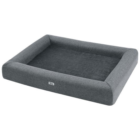 Grey Calming Pet Sofa Bed – Large, Washable, Egg Crate Cushion