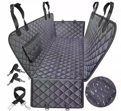 Waterproof Dog Car Seat Hammock with Mesh Window – Non-Slip Back Seat Cover