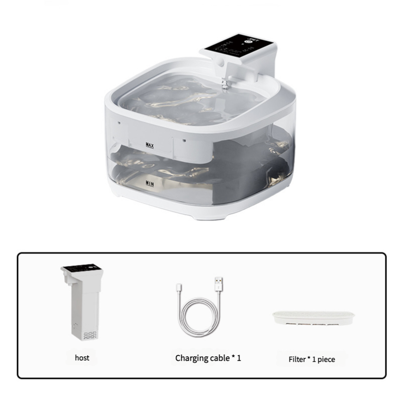 4.5L Smart Pet Water Fountain – Digital Display, Charging Cable, White