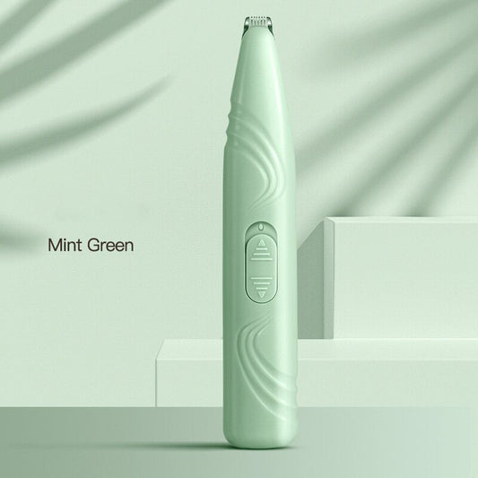 Mint Green Portable Pet Hair Trimmer with Precision Blade