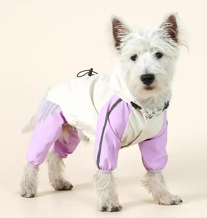 Dog Raincoat – Windproof with Leash Hole. Lightweight with Reflective at night
