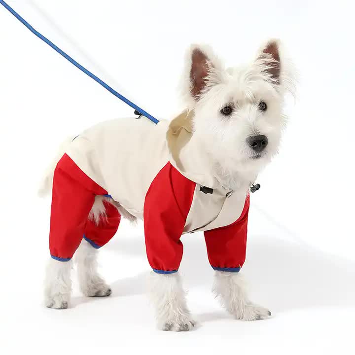 Dog Raincoat – Windproof with Leash Hole. Lightweight with Reflective at night