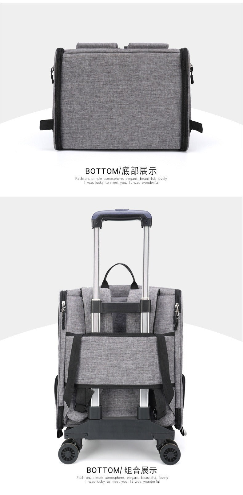 3-in-1 Collapsible Rolling Pet Backpack