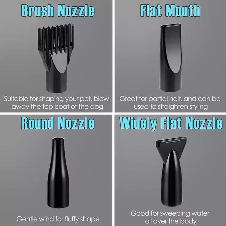 Pet Hair Dryer with Nozzles – Quiet & Powerful
