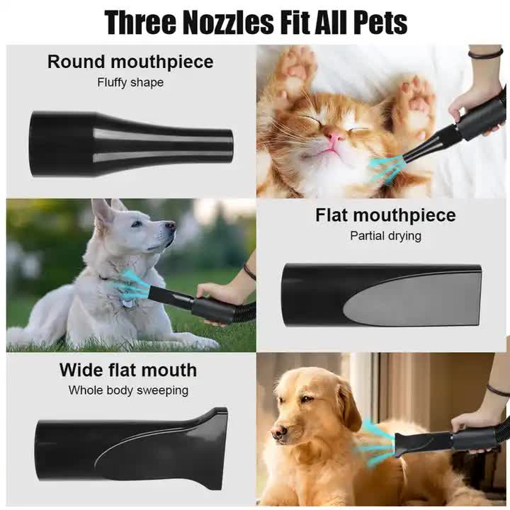 Pet Hair Dryer with Nozzles – Quiet & Powerful
