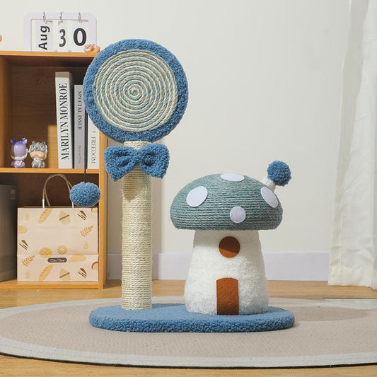 Blue Mushroom Cat Scratcher – Durable & Sofa-Protecting