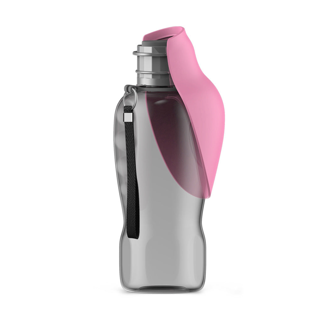 Pink & Grey Foldable Pet Water Bottle – 800ml Leakproof Travel Dispenser
