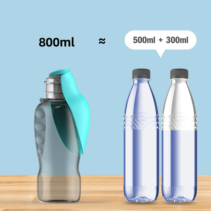 Pink & Grey Foldable Pet Water Bottle – 800ml Leakproof Travel Dispenser