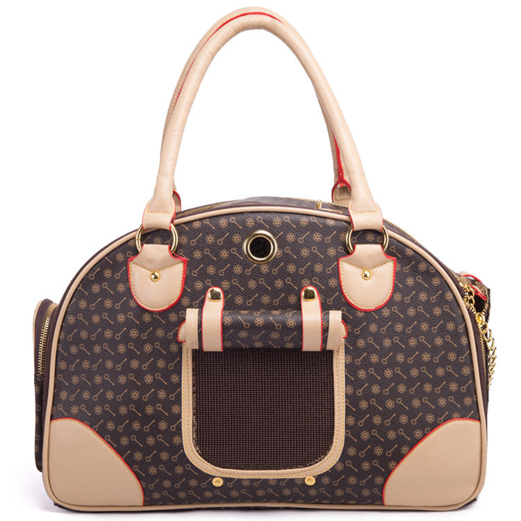 Coffee Pet Travel Carrier – Anti-Crush Dog Bag (L-42x29x18cm)