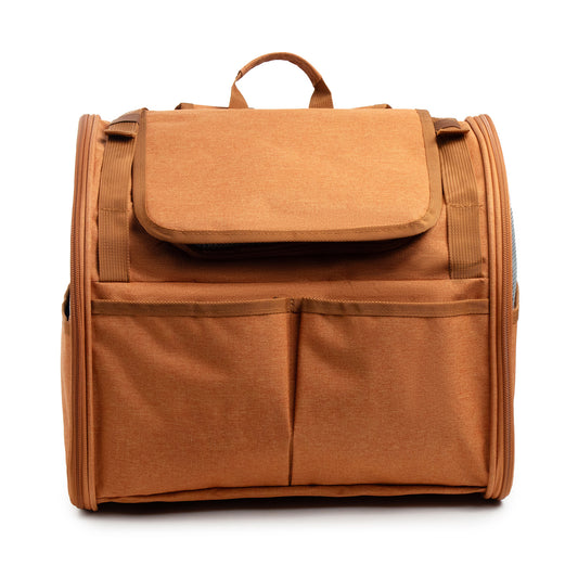 Brown Pet Carrier Backpack – Stylish & Comfortable for Cats & Small Dogs