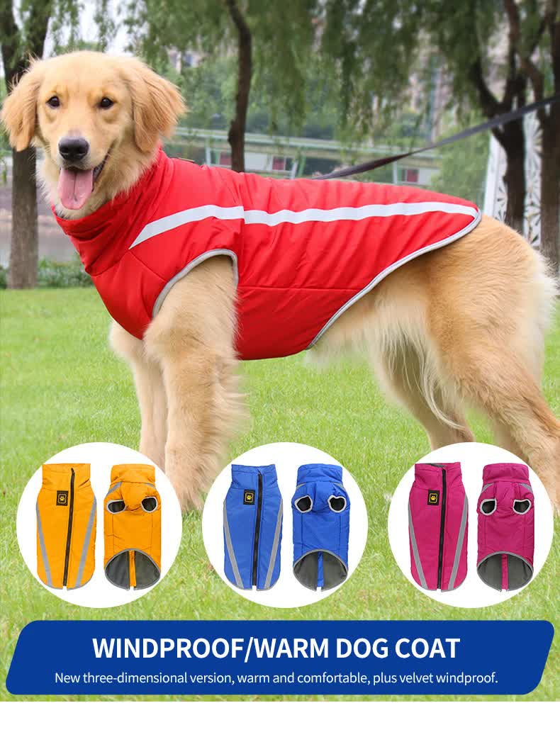 Reflective Dog Jacket – Waterproof & Warm Winter Coat for Large Dogs