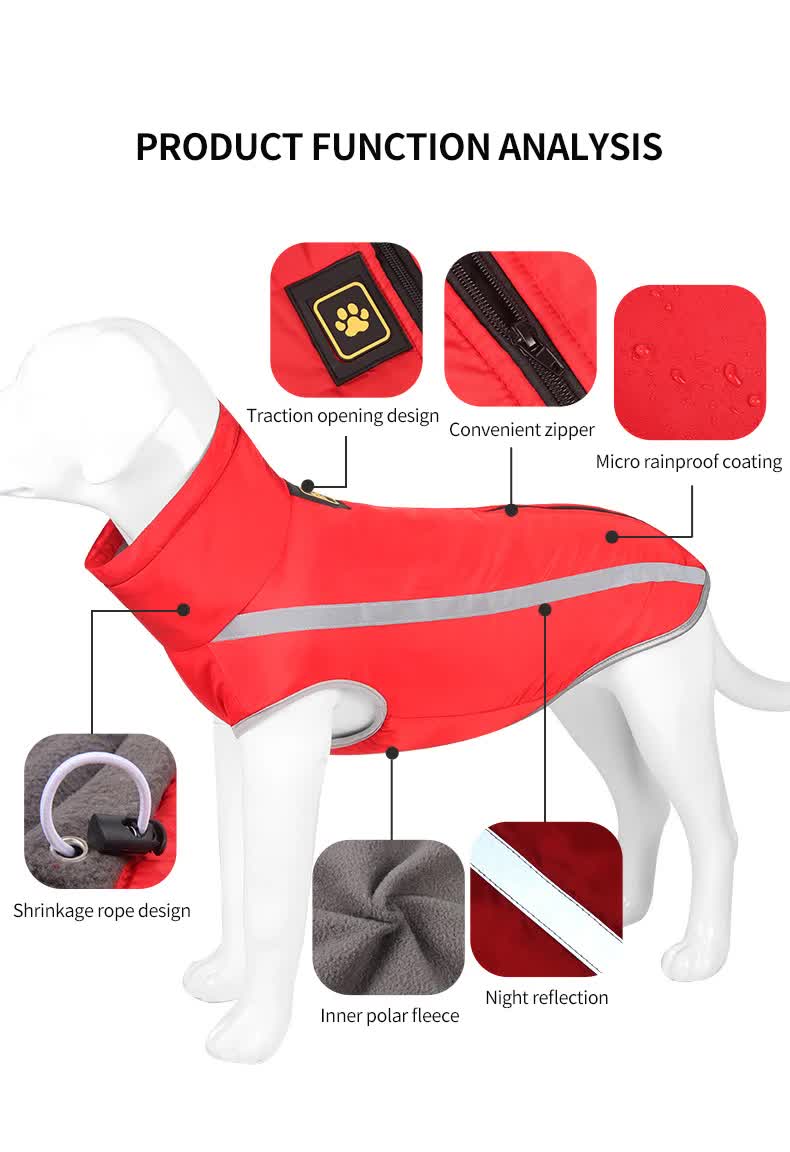 Reflective Dog Jacket – Waterproof & Warm Winter Coat for Large Dogs