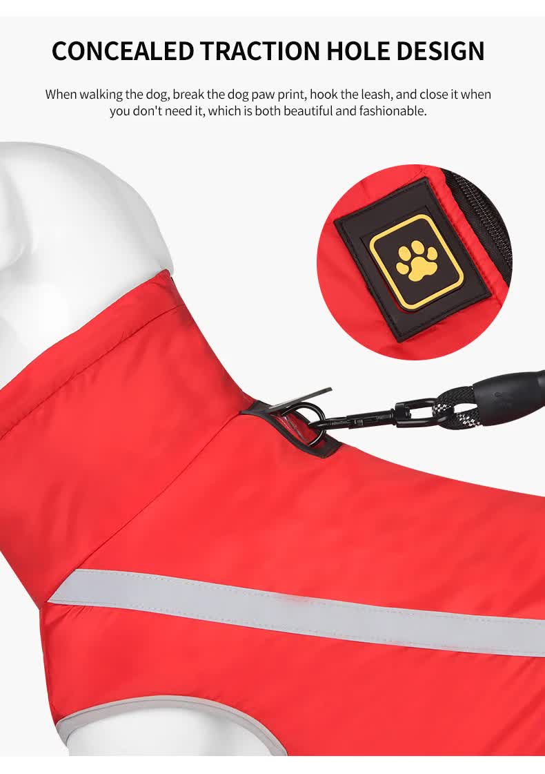 Reflective Dog Jacket – Waterproof & Warm Winter Coat for Large Dogs