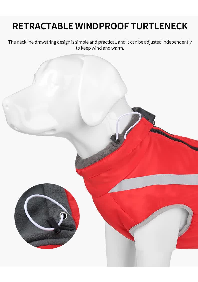Reflective Dog Jacket – Waterproof & Warm Winter Coat for Large Dogs