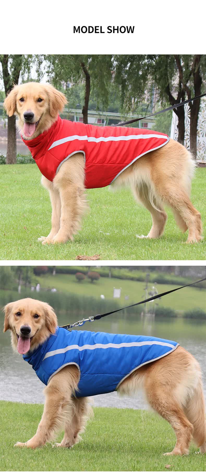 Reflective Dog Jacket – Waterproof & Warm Winter Coat for Large Dogs
