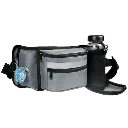 Grey Dog Training Belt Bag with Water Bottle Holder – Multi-Function
