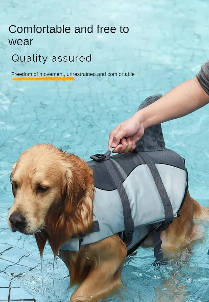 Life Jacket for Dogs - Summer Swimming Safety Vest with Shark Fin
