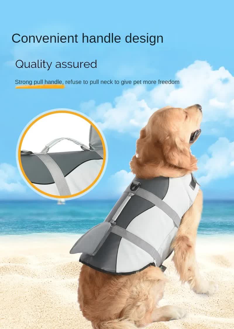 Life Jacket for Dogs - Summer Swimming Safety Vest with Shark Fin