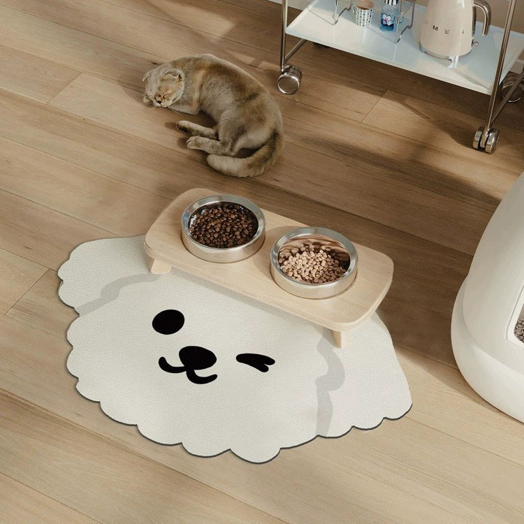 2 Pcs Cartoon Pet Feeding Mat - Splash-Proof and Easy to Clean