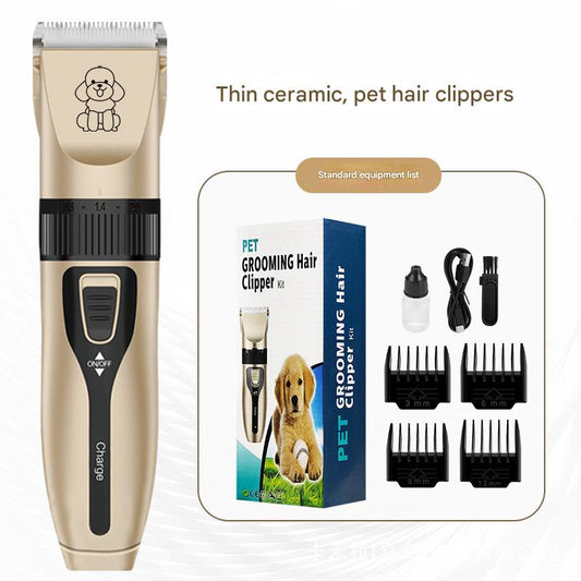 Gold Rechargeable Pet Hair Clipper Kit – Low Noise, Ceramic Blades, 5-Speed
