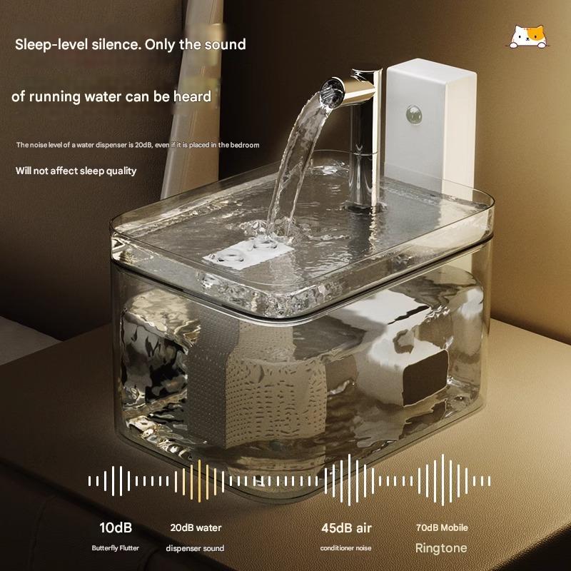 Matte White Wireless Pet Water Fountain – 1.5L Automatic Filtered Dispenser