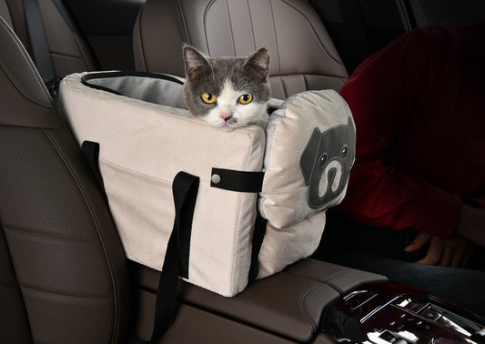 Beige Pet Car Booster – Small Dog & Cat Seat